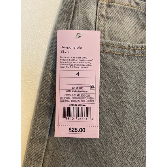 NWT Wild Fable Women’s Gray Distressed Mid-Rise 90’s Straight-leg Jeans Size 4 - Picture 5 of 9